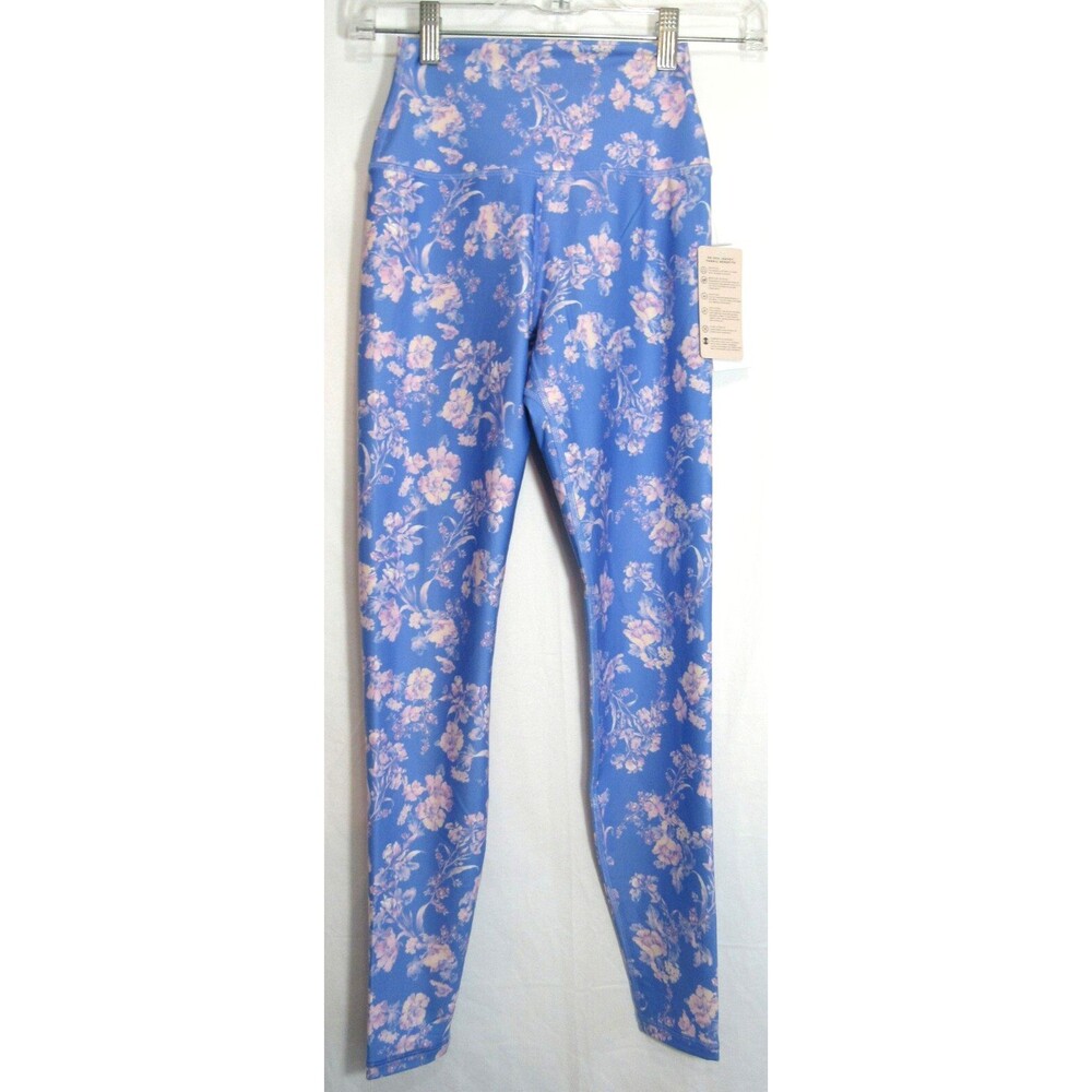 Spiritual Gangster Blue Floral Intent High Waist Leggings Size XS NWT